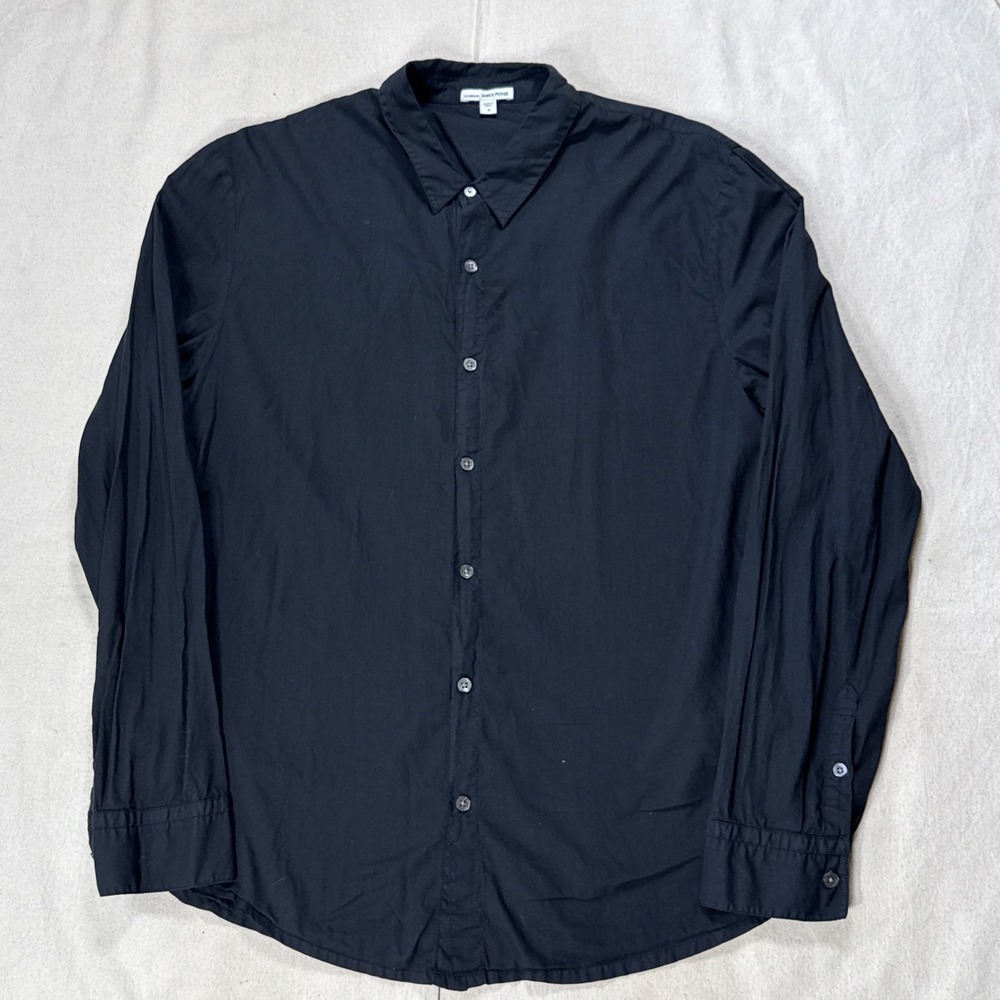 James Perse Shirt Men's 3 Black Long Sleeve Standard USA Paper Thin